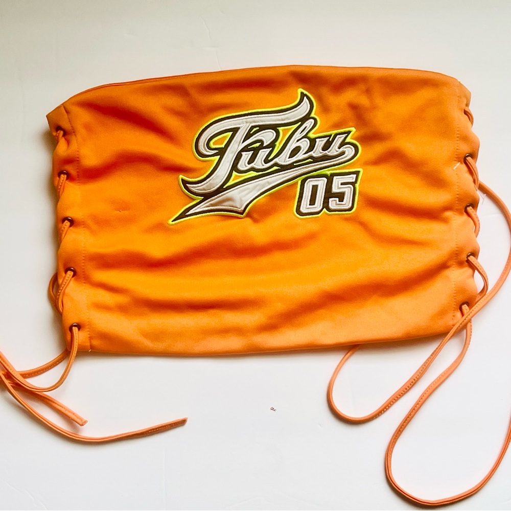 Y2K FUBU tube top orange ❤️ side tie jersey 05 retro